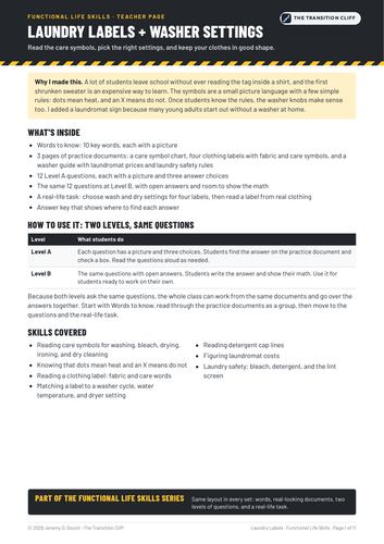 Laundry Care Labels and Washer Settings: Functional Reading for SEND ...