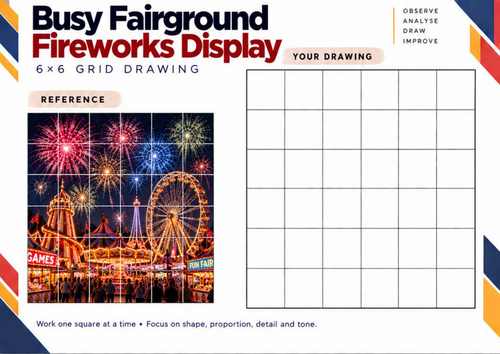 Busy Fairground Fireworks Display | Grid Drawing Worksheet | KS3 & KS4 ...