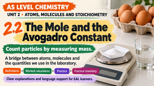AS Level Chemistry - Unit 2 Atoms, molecules and stoichiometry (Premium ...