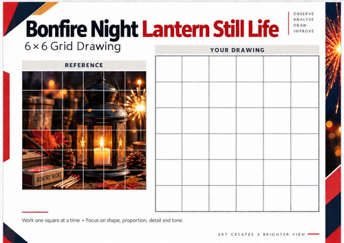 Bonfire Night Lantern Still Life Grid Drawing Worksheet – KS3 & KS4 Art ...