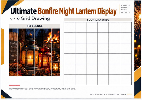 Ultimate Bonfire Night Lantern Display Grid Drawing Worksheet – KS3 ...