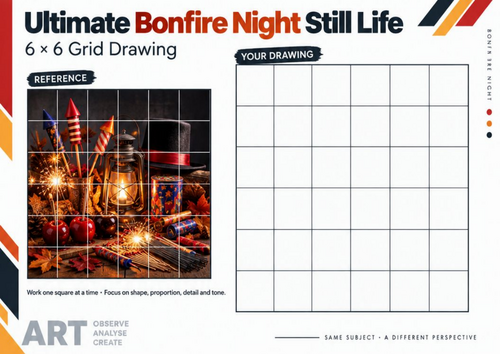 Ultimate Bonfire Night Still Life – Grid Drawing Worksheet | KS3 & KS4 ...