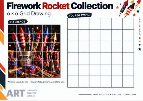 Firework Rocket Collection – Grid Drawing Worksheet | KS3 & KS4 Art ...