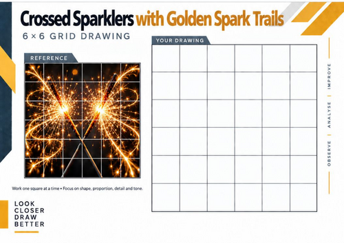 Crossed Sparklers with Golden Spark Trails Grid Drawing Worksheet | KS3 ...