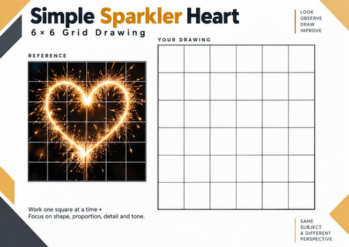 Simple Sparkler Heart Grid Drawing Worksheet – Bonfire Night Art | KS3 ...