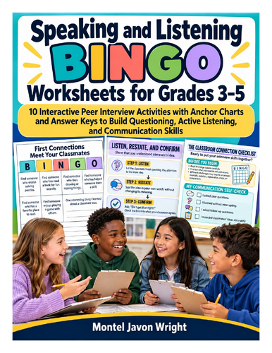 Speaking and Listening Bingo Activities | Grades 3–5 | Peer Interviews ...