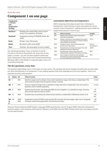 Edexcel GCSE English Language Component 1 Revision Guide | Teaching ...