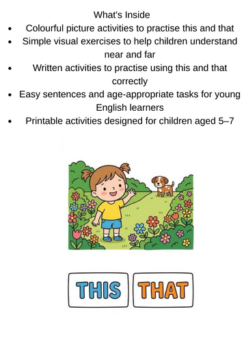 THIS and THAT PICTURE AND WRITING ACTIVITIES AGES 5-7 | Teaching Resources