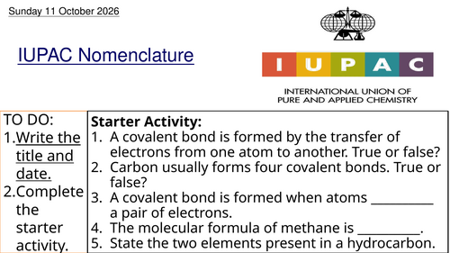 L2 IUPAC Nomenclature (Unit 5 Chemistry BTEC Applied Science)