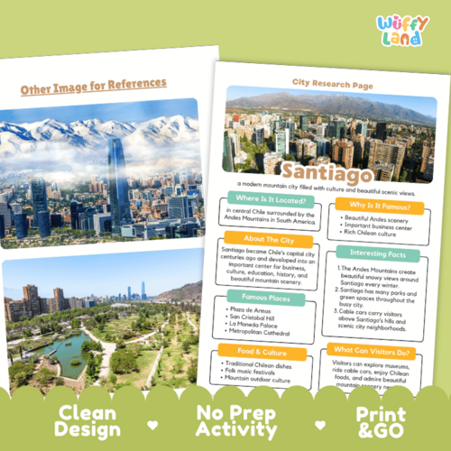 Santiago Chile City Research Project | Geography Worksheets | Teaching ...
