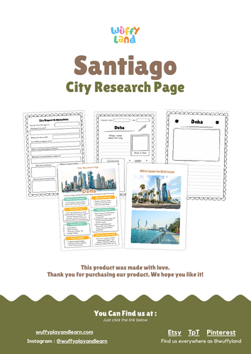 Santiago Chile City Research Project | Geography Worksheets | Teaching ...