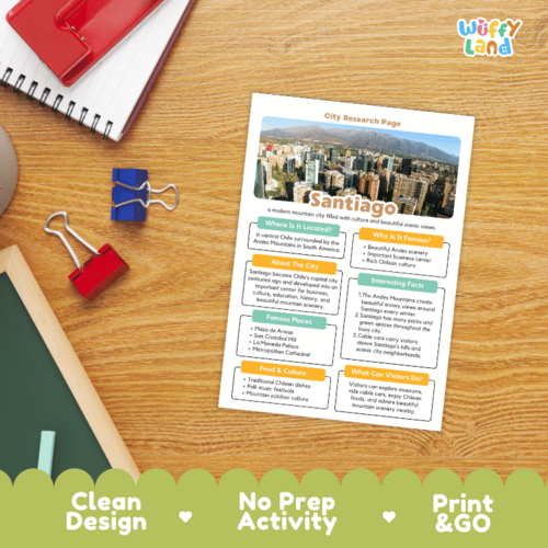 Santiago Chile City Research Project | Geography Worksheets | Teaching ...