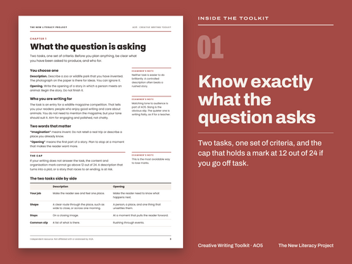 GCSE English Language Paper 1 Question 5 Creative Writing Toolkit ...