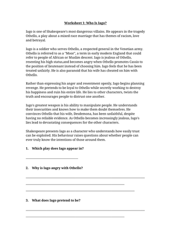 Iago Worksheet