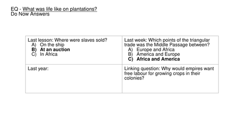 Slave Trade - L5 Life on Plantations