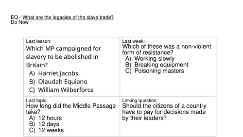 Slave Trade - L9 Legacies of the slave trade