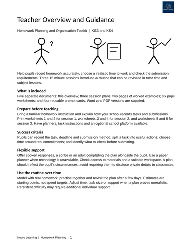 Homework planning and organisation. KS3 KS4 | Tutor Time Toolkit ...