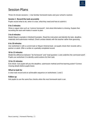 Homework planning and organisation. KS3 KS4 | Tutor Time Toolkit ...