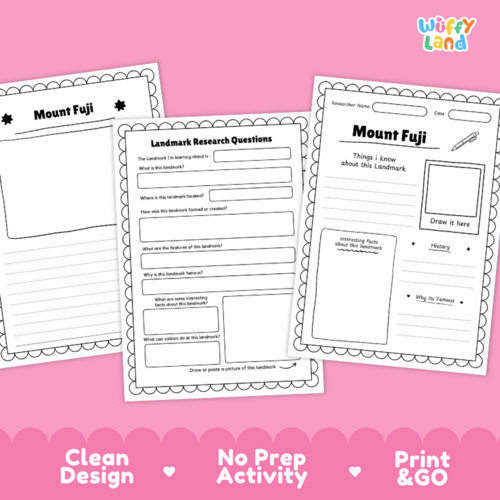 Mount Fuji Landmark Research Project | Japan Geography Worksheets ...