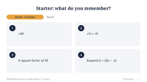 IGCSE mock revision: Number grades 6–7 (Edexcel 4MA1) | Teaching Resources
