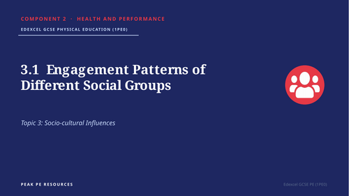 Edexcel GCSE PE C2-3.1 Engagement Patterns of Social Groups Lesson ...