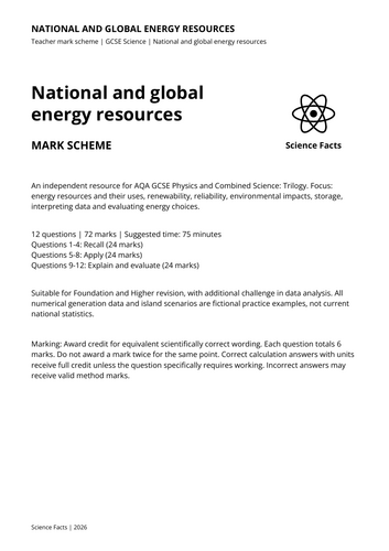 AQ GCSE Physics: National & Global Energy Resources Revision Questions ...