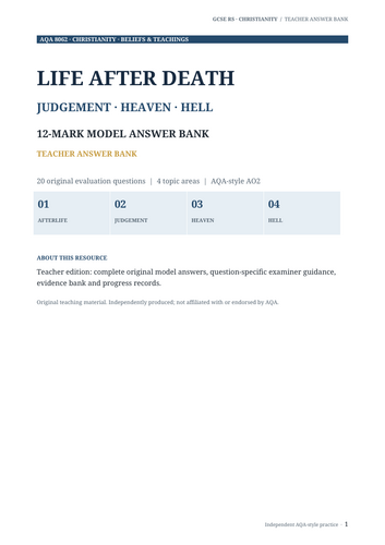 AQA GCSE RS Christianity: Life After Death, Judgement, Heaven & Hell ...