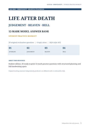 AQA GCSE RS Christianity: Life After Death, Judgement, Heaven & Hell ...