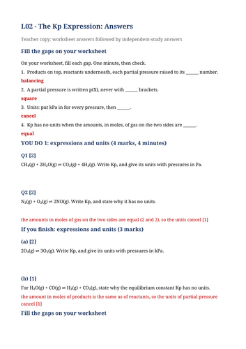 AQA A Level Kp: Writing the Kp Expression