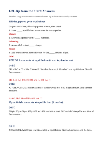A Level Kp from Moles: ICE Table Lesson