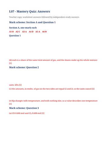 A Level Kp Assessment: 40-Mark Quiz + Answers