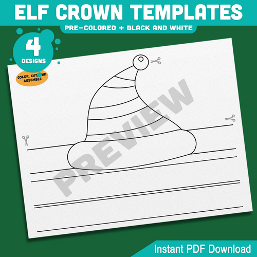 Elf Crown Templates, Wearable Paper Craft for Holiday Fun | Teaching ...