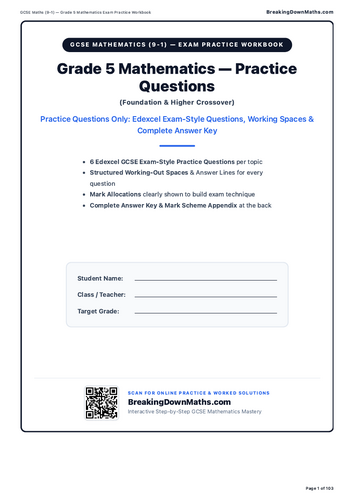 GCSE Maths Grade 5 Revision Booklet Pack (Tutorials, Worksheets ...