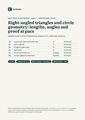 MYP Y11 Extended Right-angled triangles and circle geometry assessment ...
