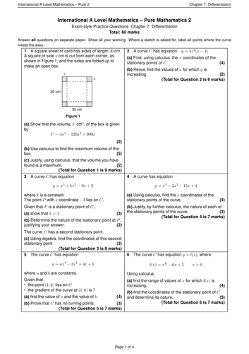 Pure 2 Mathematics - Chapter 7 Exam Questions and Answers | Teaching ...