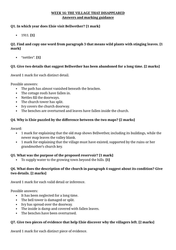 Year 6 Reading Comprehension Week 16 - Reading and Answers