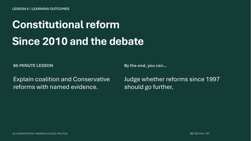 Constitutional Reform Since 2010: A-Level Politics Lesson & Essay ...