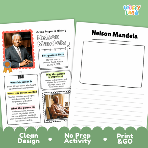 Nelson Mandela Biography Research Project | Famous People Worksheets ...