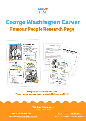 George Washington Carver Research Project | Biography Worksheets ...