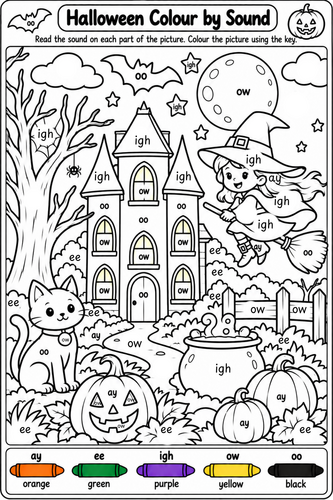 Halloween- Spooky colour by sound- diagraphs- Year 1- continuous ...