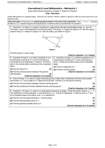 Mechanics 1 Mathematics - Chapter 7 Exam Questions and Answers ...