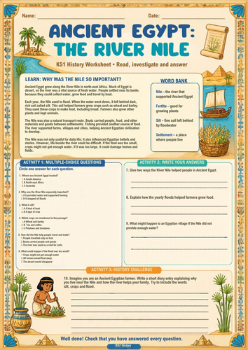 Ancient Egypt Worksheet Bundle | KS2 History | The River Nile, Pharaohs ...
