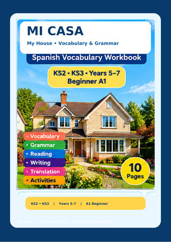 Mi Casa – Spanish House, Rooms & Home Vocabulary Workbook | KS2 KS3 ...