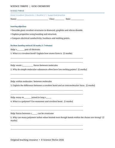 Giant Covalent Structures | Teaching Resources