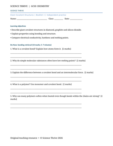 Giant Covalent Structures | Teaching Resources