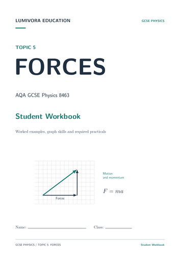 AQA GCSE Physics Forces Workbook with Answers - Topic 5 | Teaching ...