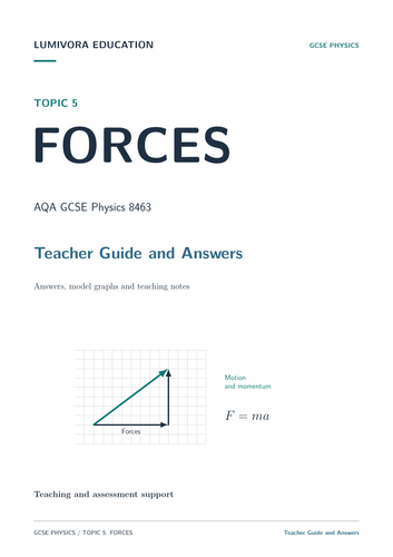 AQA GCSE Physics Forces Workbook with Answers - Topic 5 | Teaching ...