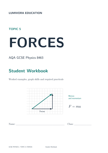AQA GCSE Physics Forces Workbook with Answers - Topic 5 | Teaching ...