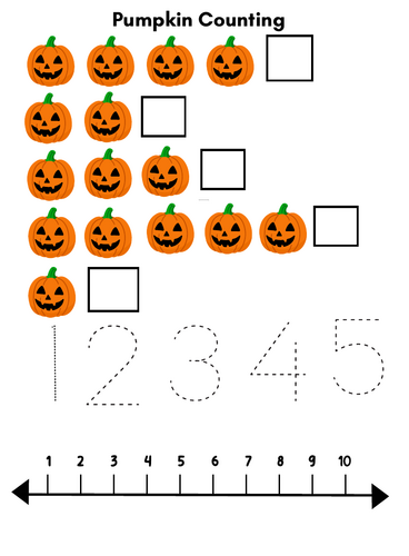 Pumpkin counting to 5. | Teaching Resources