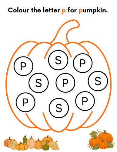 Colour the Letter P | Pumpkin Phonics Activity | Letter Recognition ...